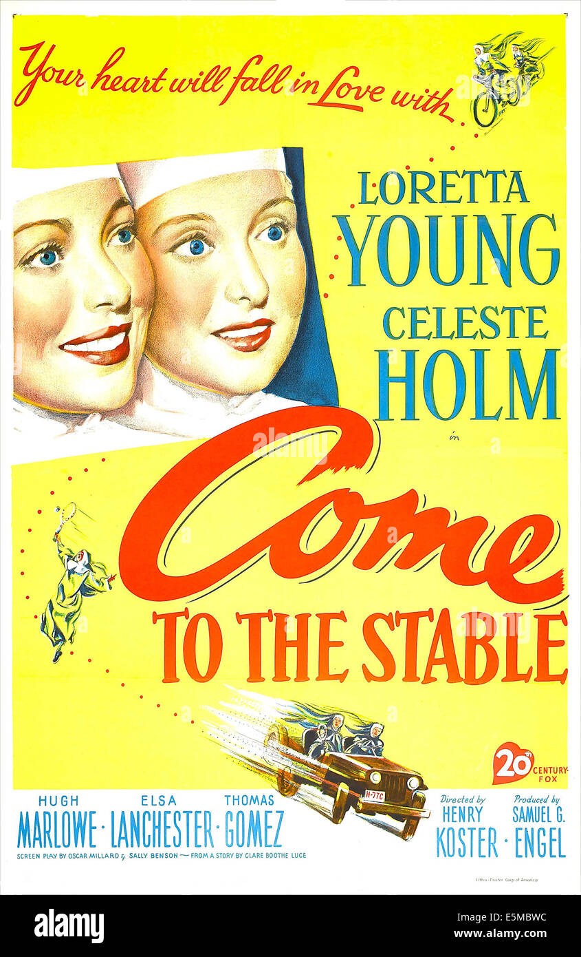 Venir à l'étable, de nous poster, de gauche : Loretta Young, Celeste Holm, 1949. TM and copyright ©20th Century Fox Film Corp. Banque D'Images Venir à l'étable, de nous poster, de gauche : Loretta Young, Celeste Holm, 1949. TM and copyright ©20th Century Fox Film Corp. Banque D'Images