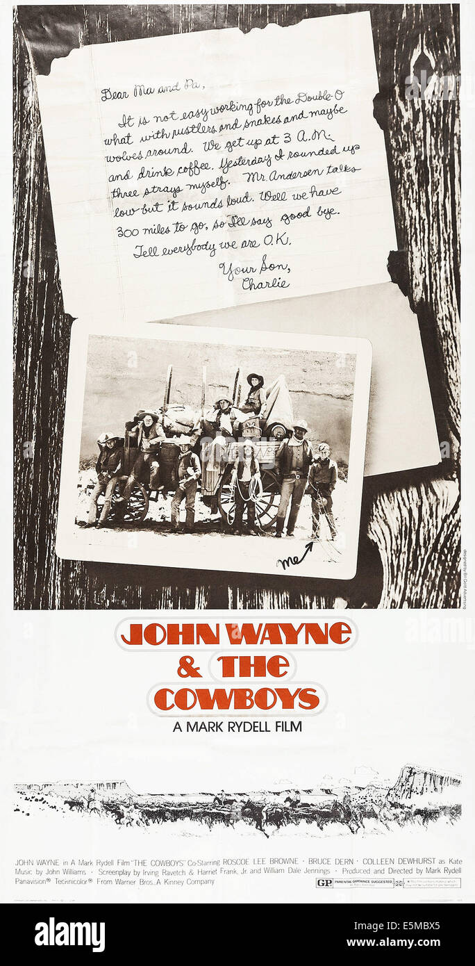 Les cowboys, l'affiche, 1972. Banque D'Images