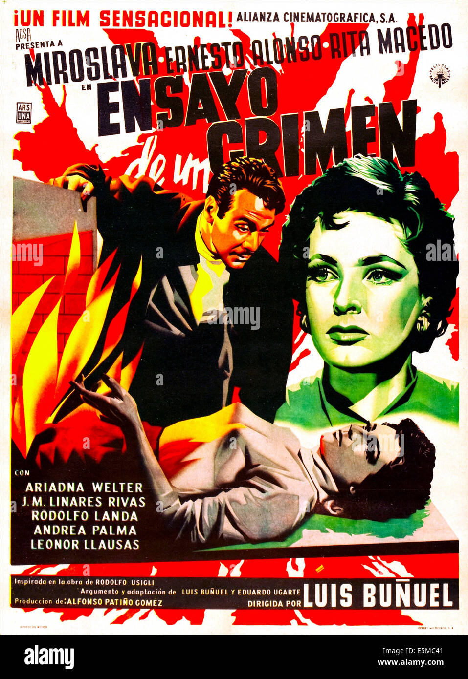 La VIE CRIMINELLE DE ARCHIBALDO DE LA CRUZ, (aka Ensayo de un crimen), langue espagnole, de gauche du centre de l'affiche : Ernesto Banque D'Images