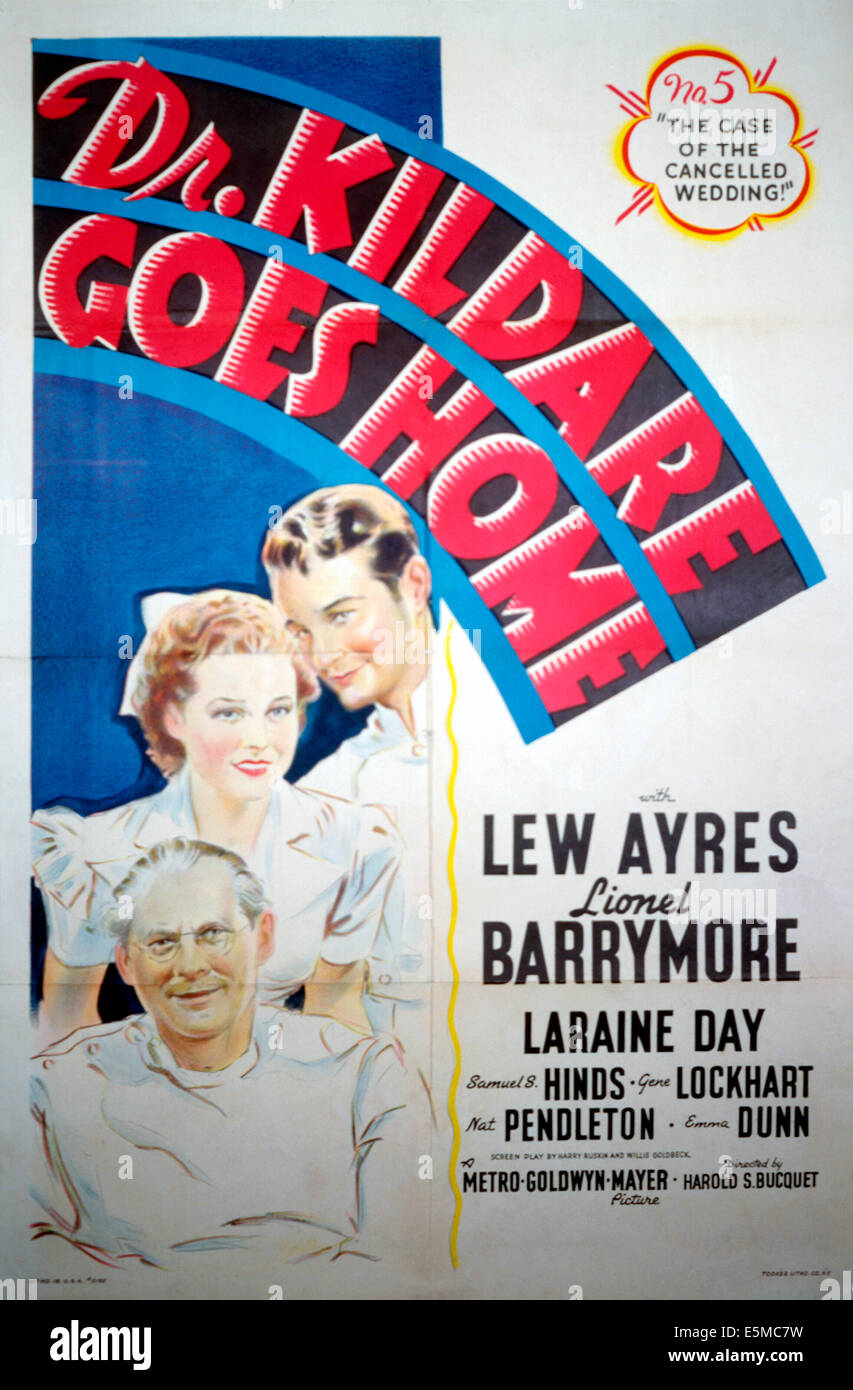 DR. KILDARE GOES HOME, de haut en bas : Lew Ayres, Laraine Day, Lionel Barrymore, 1940 Banque D'Images