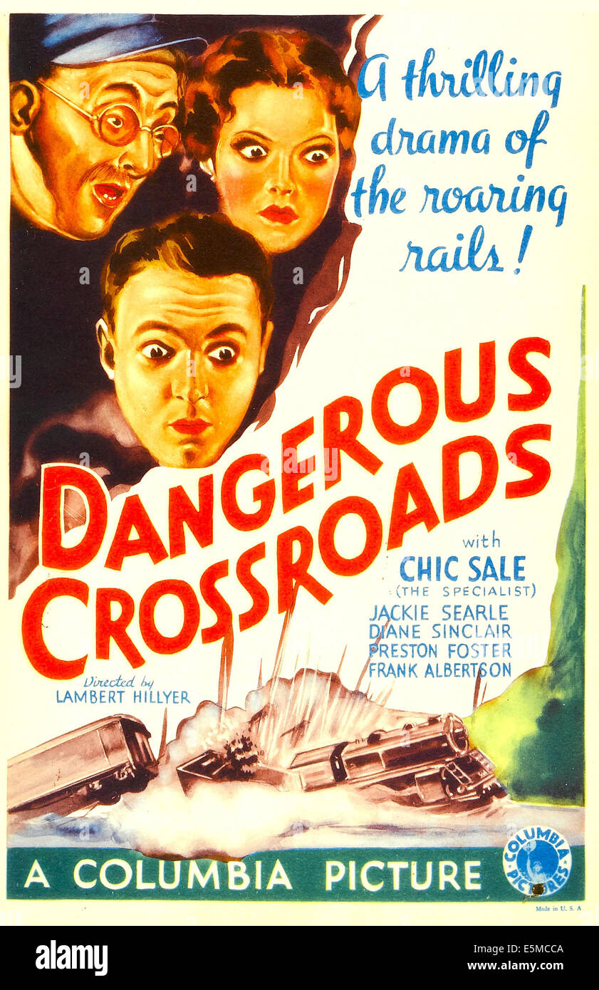 Carrefour dangereux, centre : Chic Vente, droite : Diane Sinclair sur fenêtre midget, carte 1933. Banque D'Images