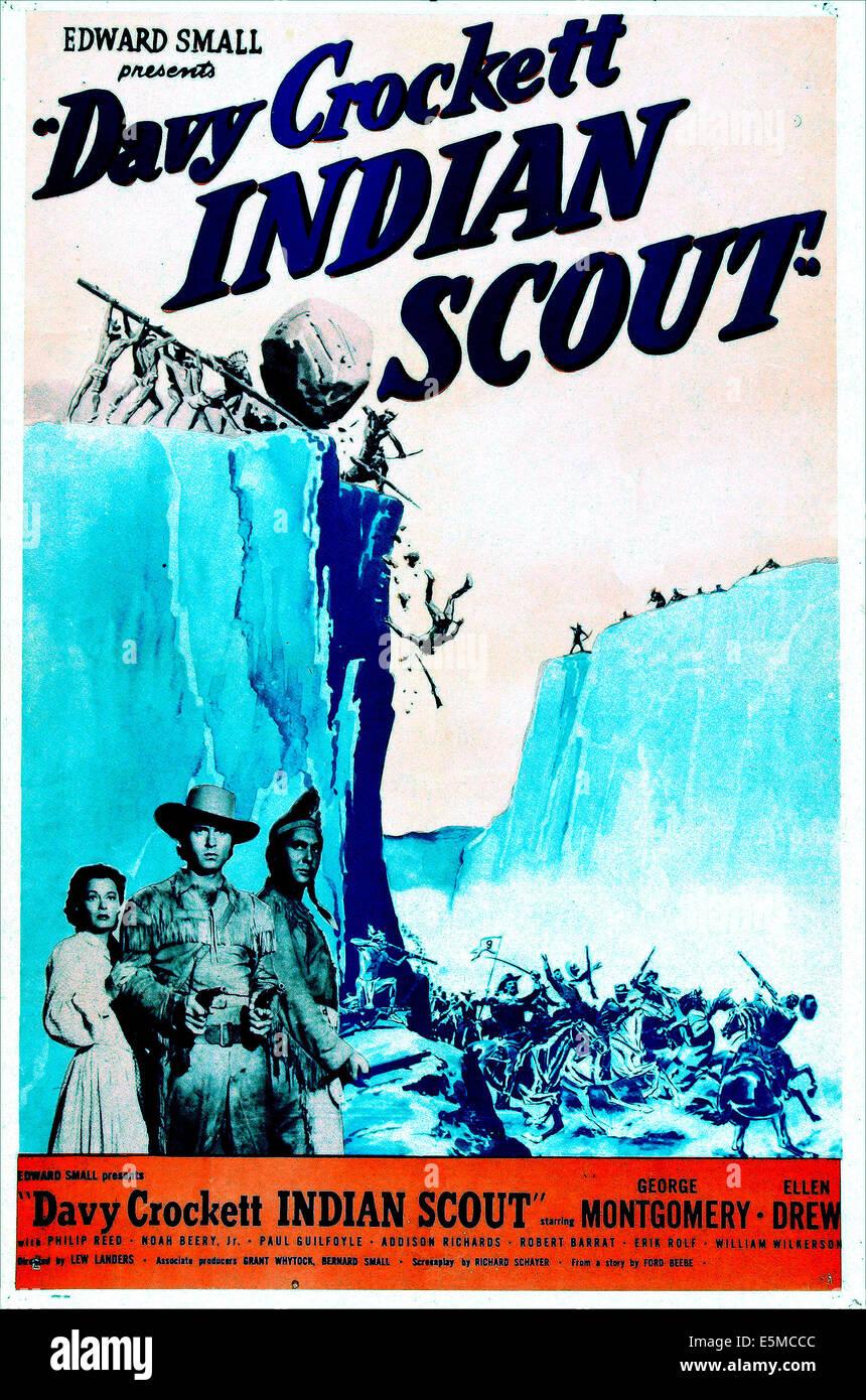 DAVY CROCKETT, INDIAN SCOUT-nous poster, insérer : Ellen Drew, George Montgomery, Philip Reed, 1950 Banque D'Images