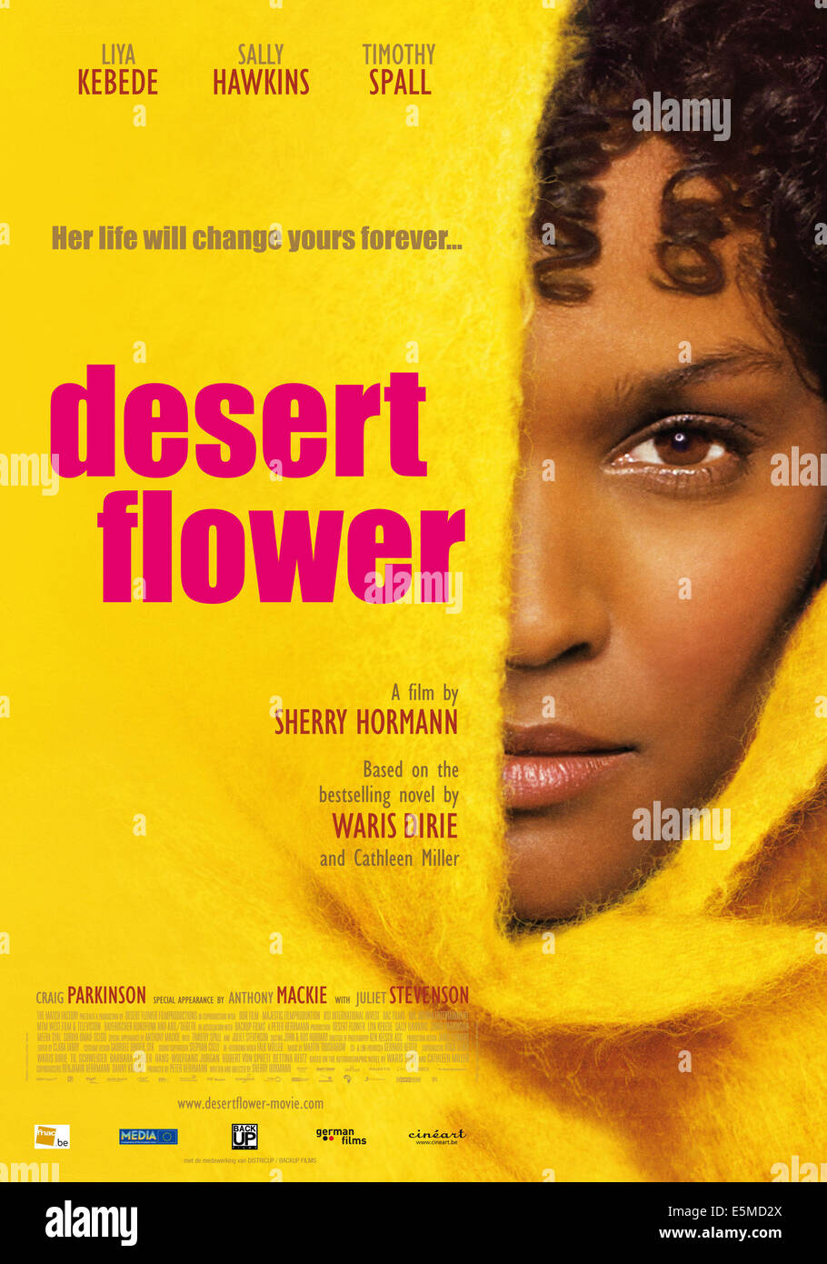 Fleur du désert, Liya Kebede Belgian poster en anglais, 2009, ©National Geographic Entertainment/avec la permission d'Everett Collection Banque D'Images