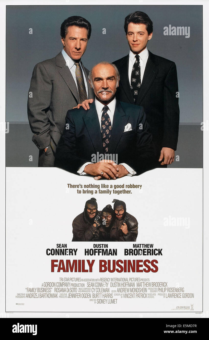 Entreprise familiale, de nous poster art, de gauche : Dustin Hoffman, Sean Connery, Matthew Broderick, 1989. ©TriStar/avec la permission d'Everett Banque D'Images