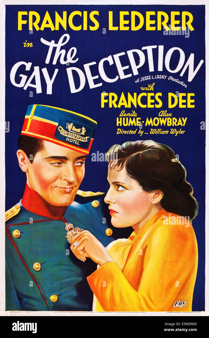 Le gay de la tromperie, de gauche à droite : Francis Lederer, Frances Dee sur l'affiche, 1935, TM et copyright ©20th Century Fox Film Corp. Banque D'Images