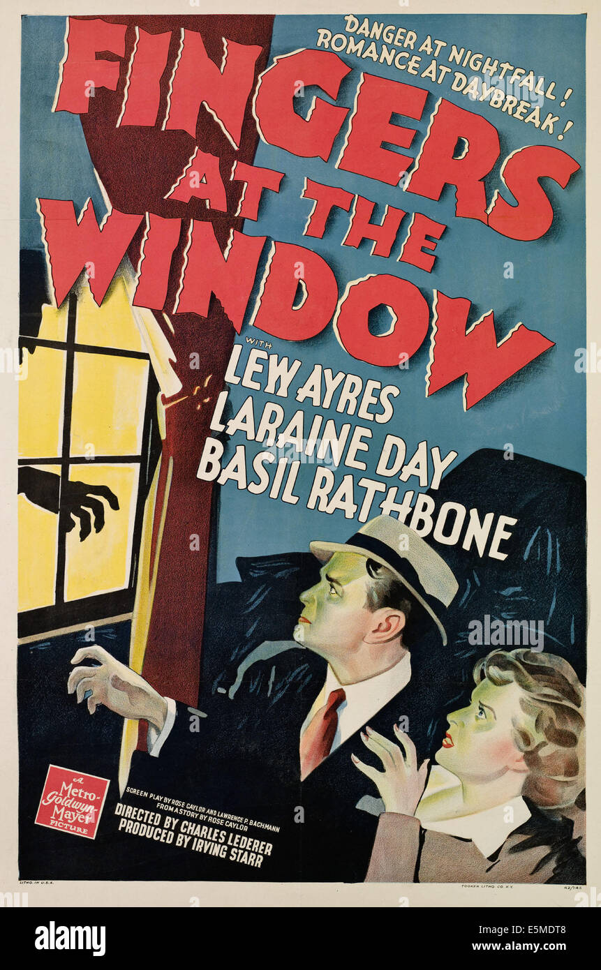 Les doigts à la fenêtre, de gauche, Lew Ayres, Laraine Day, 1942 Banque D'Images