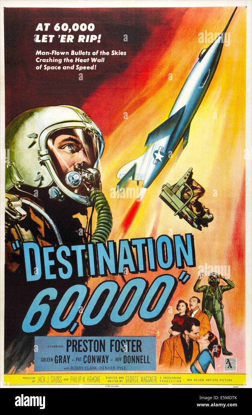 60 000 DESTINATION NOUS, poster, Preston Foster, 1957 Banque D'Images