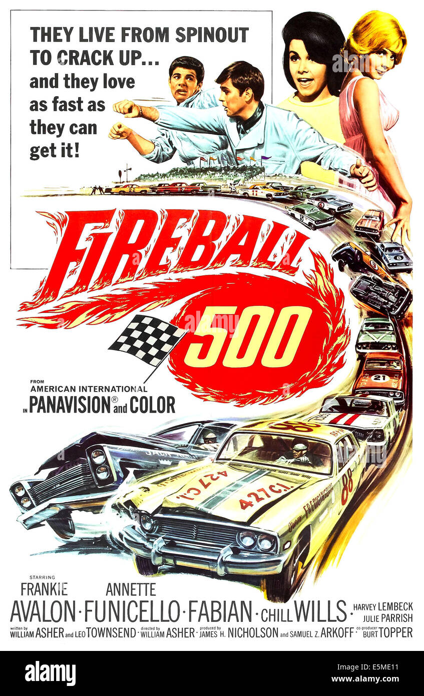 FIREBALL 500, à partir de la gauche : Frankie Avalon, Fabian, Annette Funicello, Julie Parrish, 1966. Banque D'Images