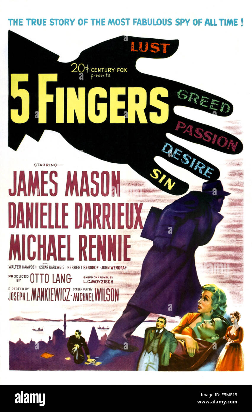 Cinq DOIGTS, 1952. TM et © Copyright 20th Century Fox Film Corp. Tous droits réservés, la courtoisie : Everett Collection Banque D'Images Cinq DOIGTS, 1952. TM et © Copyright 20th Century Fox Film Corp. Tous droits réservés, la courtoisie : Everett Collection Banque D'Images