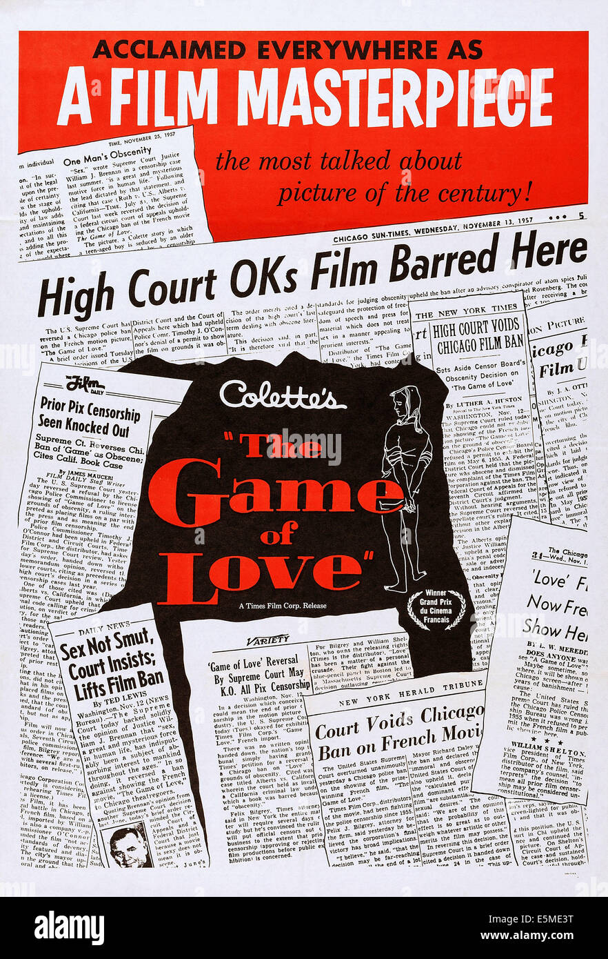 Le jeu de l'amour, de nous poster, 1954 Banque D'Images