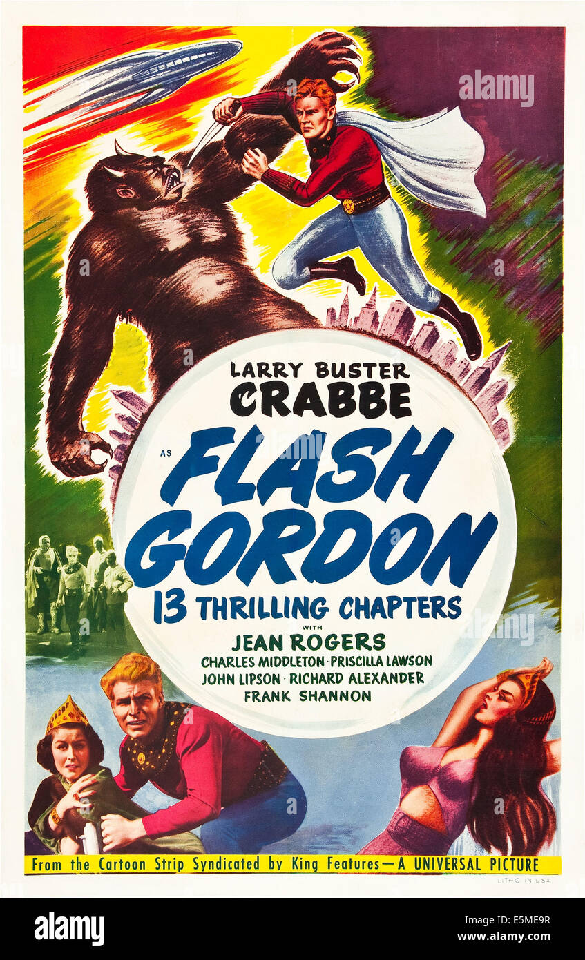 FLASH GORDON, haut et bas : Buster Crabbe sur l'affiche, 1936. Banque D'Images