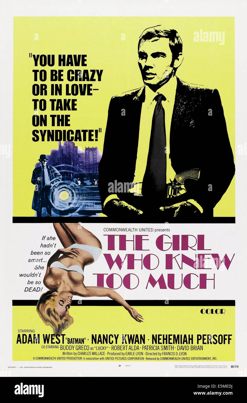 La fille qui en savait trop, de nous poster art, Adam West, 1969 Banque D'Images