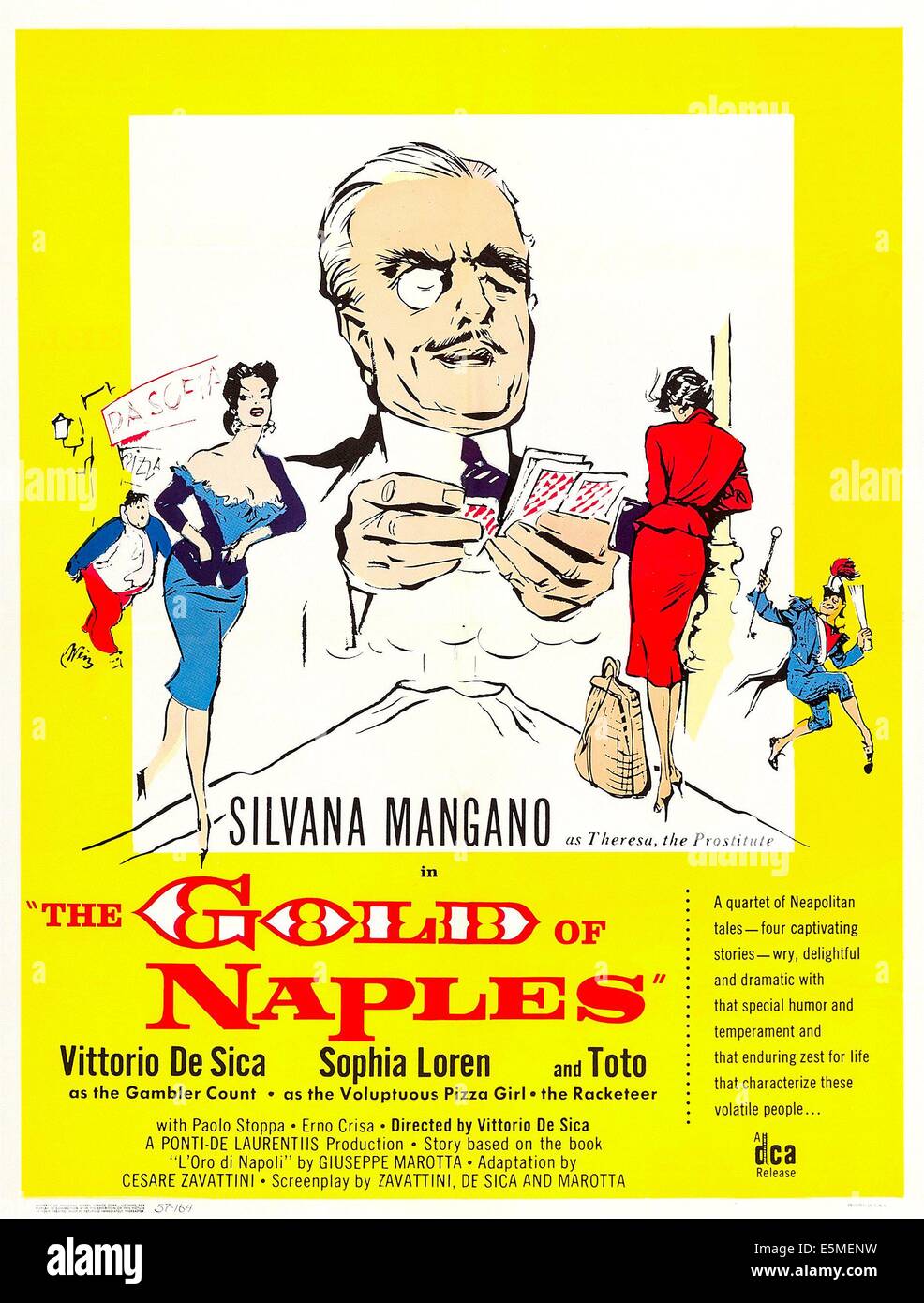 L'OR DE NAPLES, (alias L'ORO DI NAPOLI), de nous poster, de gauche : Sophia Loren, Vittorio De Sica, 1954 Banque D'Images