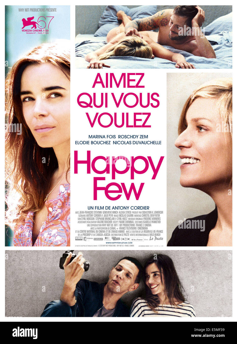 Quatre amants, (aka happy few), l'affiche française, dans le sens horaire à partir de la gauche : Elodie Bouchez, Marina Fois, Nicolas DUVAUCHELLE, Marina Banque D'Images