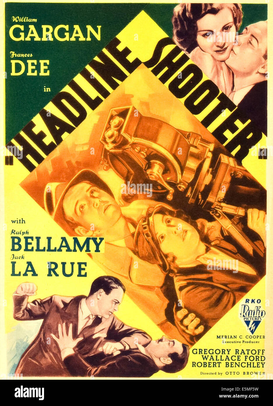 Titre SHOOTER, haut de gauche : Frances Dee, William Gargan, l'encart du haut : Ralph Bellamy, Frances Dee sur la fenêtre carte, midget Banque D'Images
