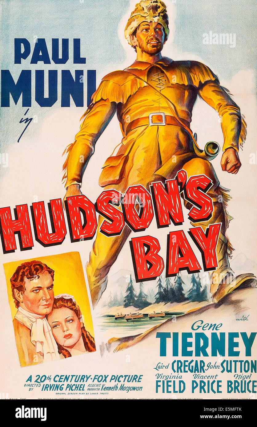 La baie d'Hudson, de gauche, John Sutton, Gene Tierney, Paul Muni, 1940, ©20th Century Fox, TM & Droit d'auteur/permission : Everett Banque D'Images
