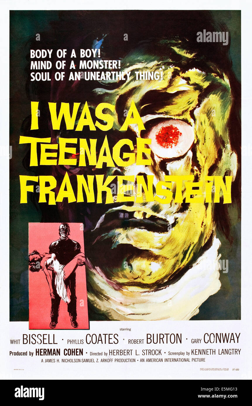 J'étais une adolescente, Frankenstein (aka FRANKENSTEIN adolescentes), Gary Conway sur l'affiche, 1957. Banque D'Images