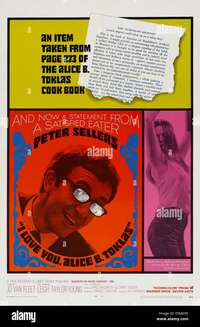 Je t'aime, Alice B. Toklas !, US poster, de gauche à droite : Peter Sellers, Leigh Taylor-Young, 1968 Banque D'Images