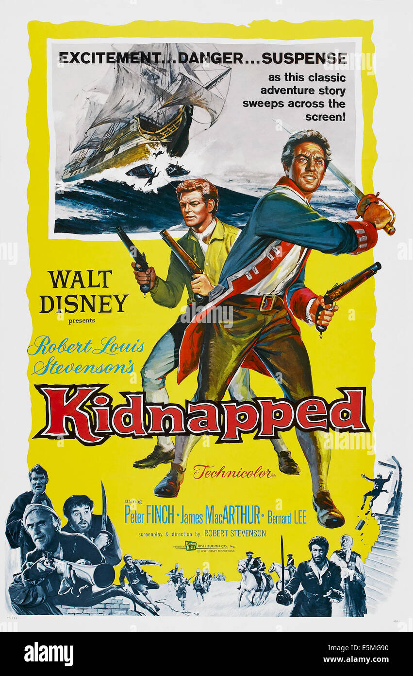 Kidnappé, US poster art, de gauche : James McArthur, Peter Finch, 1960 Banque D'Images