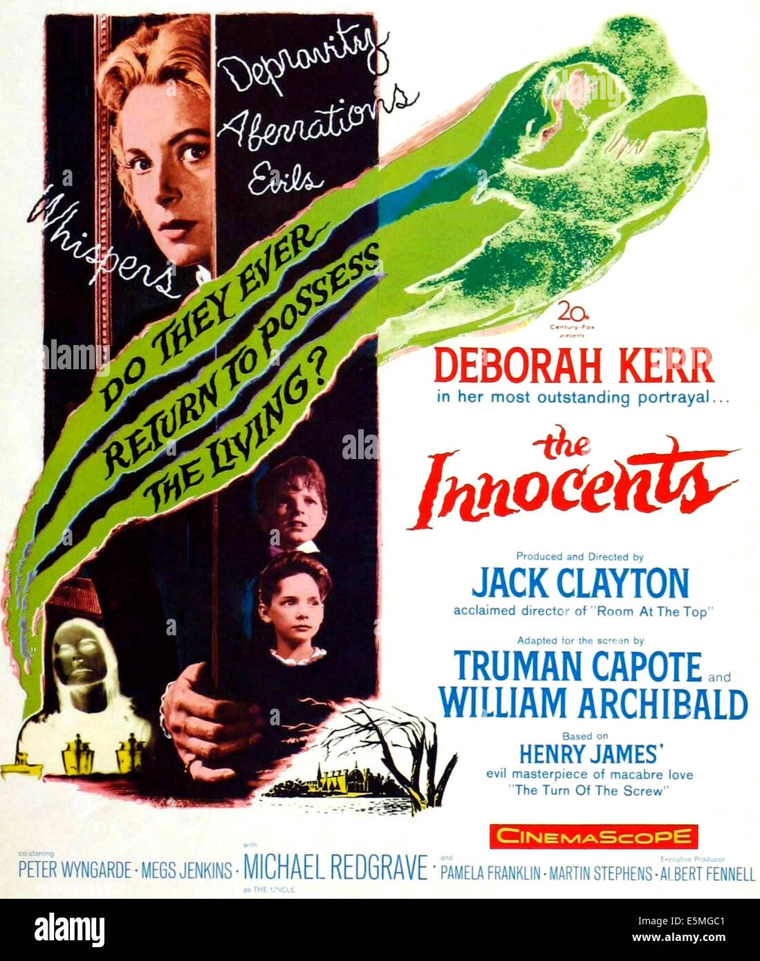 Les Innocents, haut : Deborah Kerr, bas : Martin Stephens, Pamela Franklin sur l'affiche, 1961, TM et copyright ©20e siècle Banque D'Images