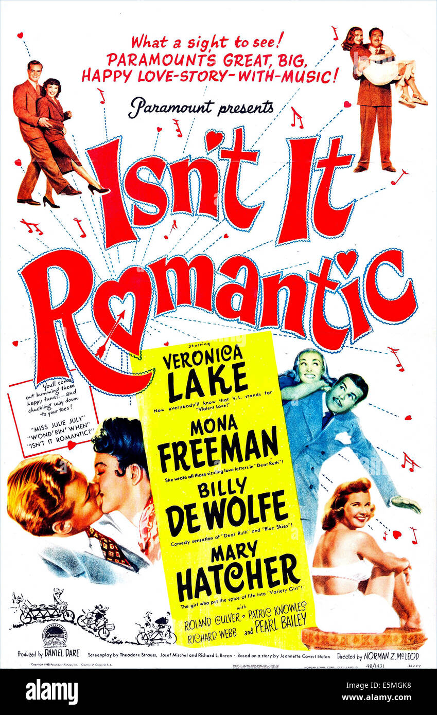 N'EST-CE PAS ROMANTIQUE ?, de nous poster, Veronica Lake, Patric Knowles (en haut à droite), Richard Webb, Mary Hatcher (en haut à gauche), Mona Freeman Banque D'Images