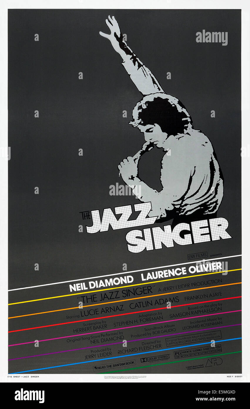 Le Chanteur de jazz, de nous poster art, Neil Diamond, 1980. ©Courtoisie/ distribution de films associés : Everett Collection Banque D'Images