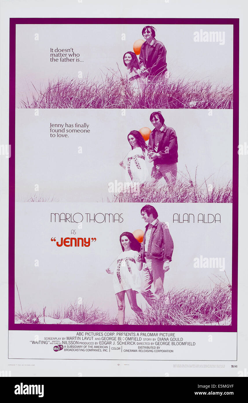 JENNY, US poster, de gauche : Marlo Thomas, Alan Alda, 1970 Banque D'Images