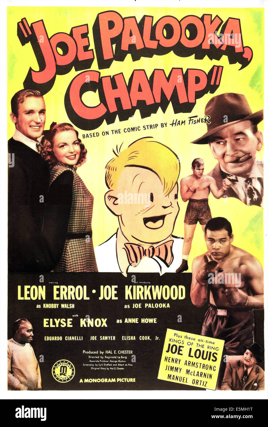 JOE PALOOKA, CHAMP (aka JOE PALOOKA, Champion), de nous poster, de gauche : Joe Kirkwood Jr., Elyse Knox, Joe Palooka, Joe Kirkwood Banque D'Images