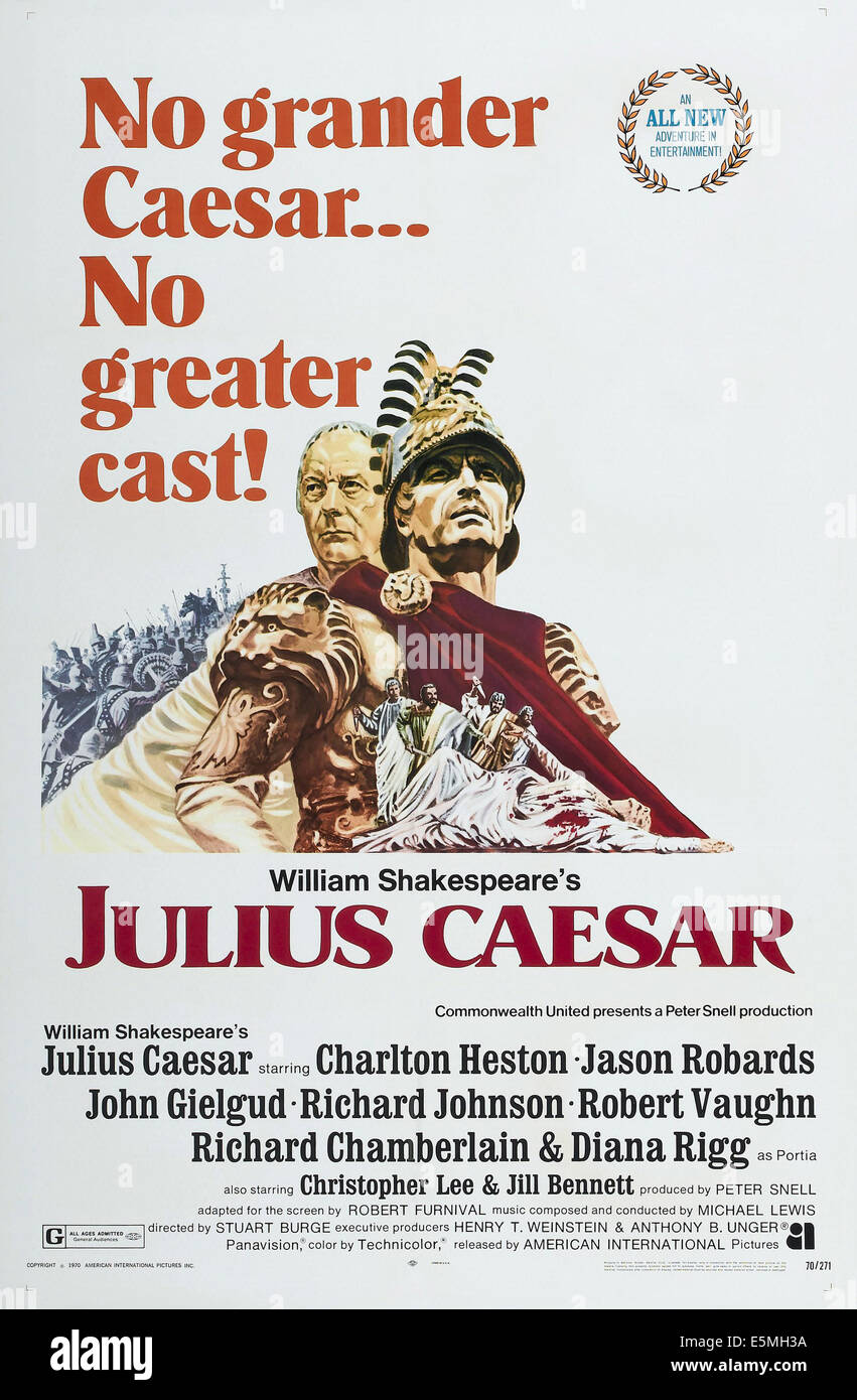 Jules César, de nous poster, de gauche à droite : John Gielgud, Charlton Heston, 1970 Banque D'Images