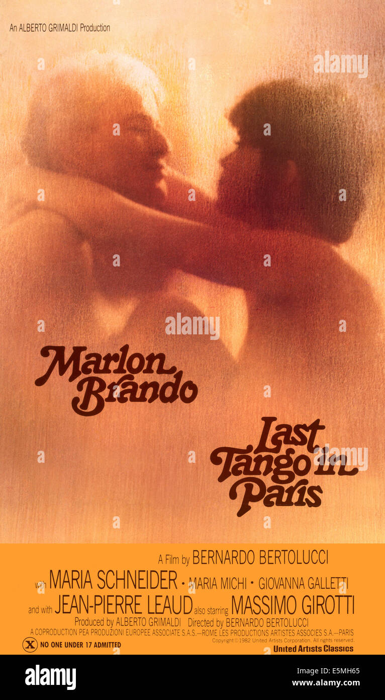 Dernier tango à Paris, de l-r : Marlon Brando, Maria Schneider sur l'affiche, 1972. Banque D'Images