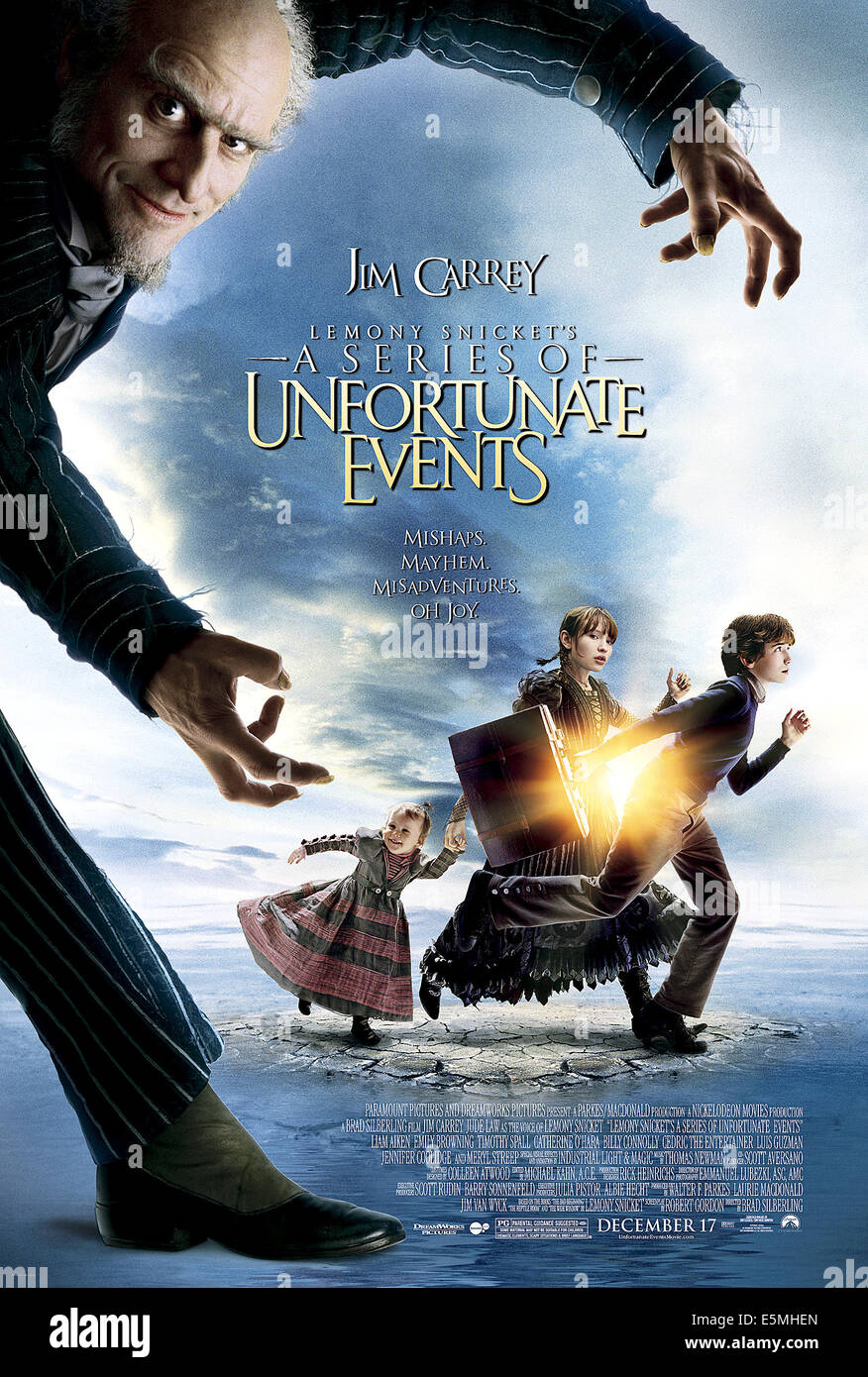 LEMONY SNICKET'S A SERIES OF UNFORTUNATE EVENTS, Jim Carrey, Kara et Shelby Hoffman, Emily Browning, Liam Aiken, 2004, (c) Banque D'Images