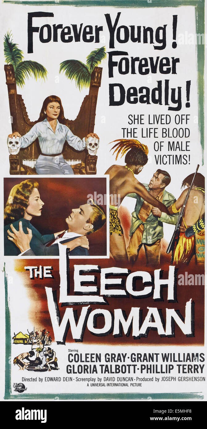 Le Leech WOMAN, US poster art, insérer, à partir de la gauche : Coleen Gray, Grant Williams, 1960 Banque D'Images