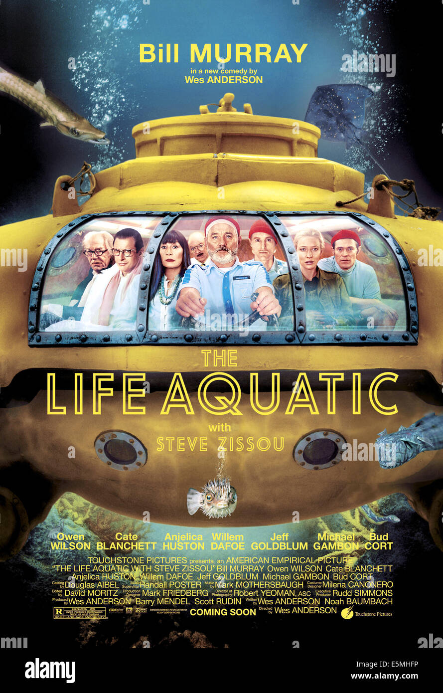 La VIE AVEC STEVE ZISSOU AQUATIQUES, Michael Gambon, Jeff Goldblum, Angélica Huston, Bill Murray, Owen Wilson, Cate Blanchett, Banque D'Images