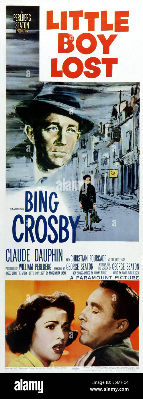 Petit garçon perdu, de nous poster art, en bas de gauche à droite : Nicole Maurey, Bing Crosby, 1953 Banque D'Images