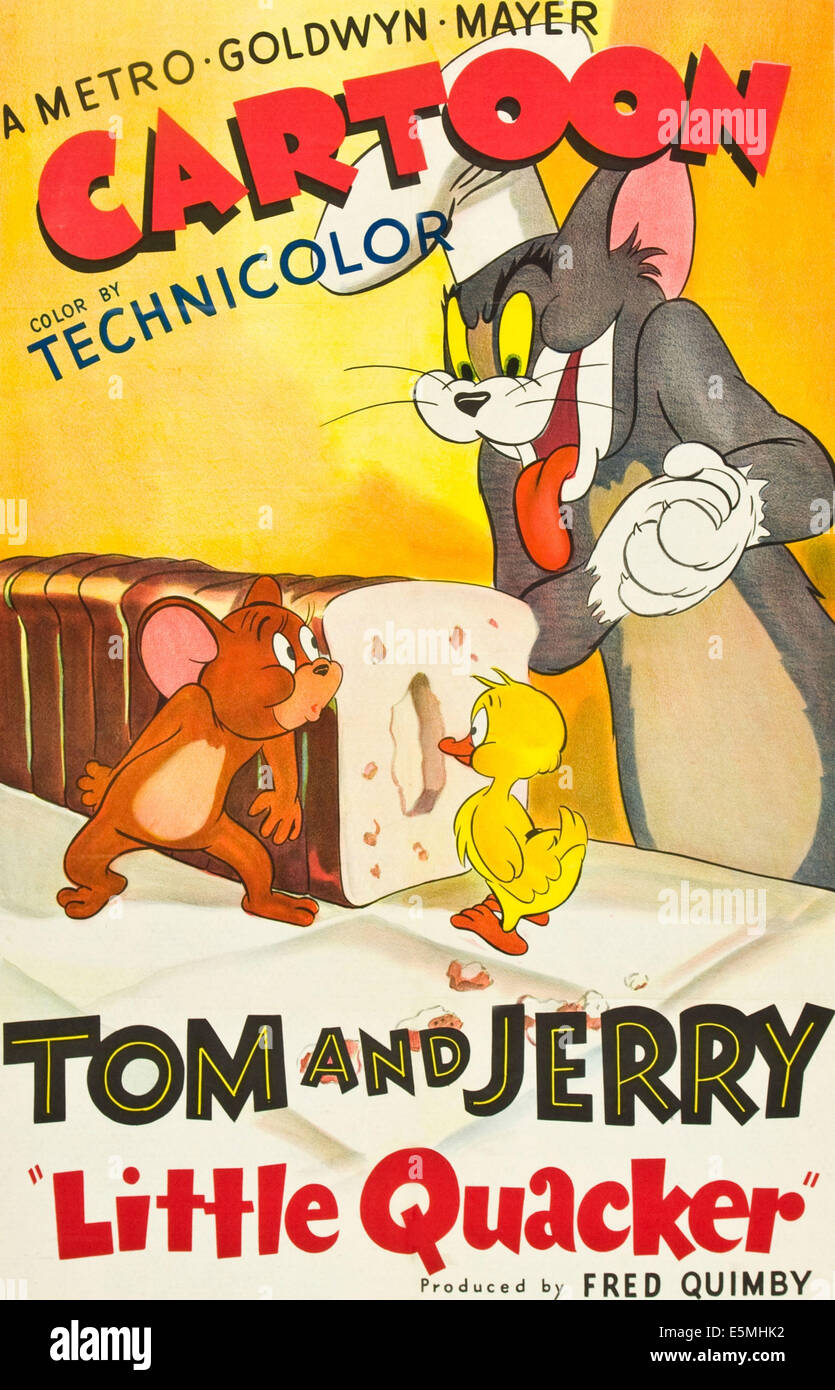 Peu QUACKER, l-r : Jerry la souris, peu Quacker, Tom le chat sur l'affiche, 1950. Banque D'Images