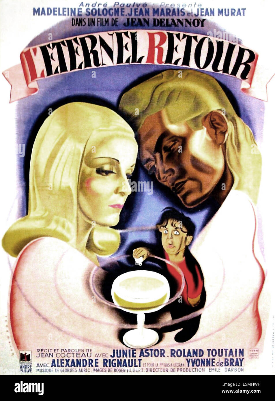 Amour éternel, (aka L' ETERNEL RETOUR), l'affiche française, à partir de la gauche : Madeleine Sologne, Jean Marais, Pieral (centre inférieur), 1943 Banque D'Images
