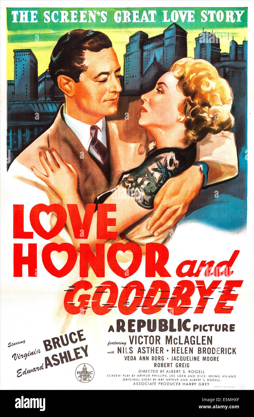 L'amour, l'HONNEUR ET AU REVOIR, de nous poster, Edward Ashley, Virginia Bruce, 1945 Banque D'Images