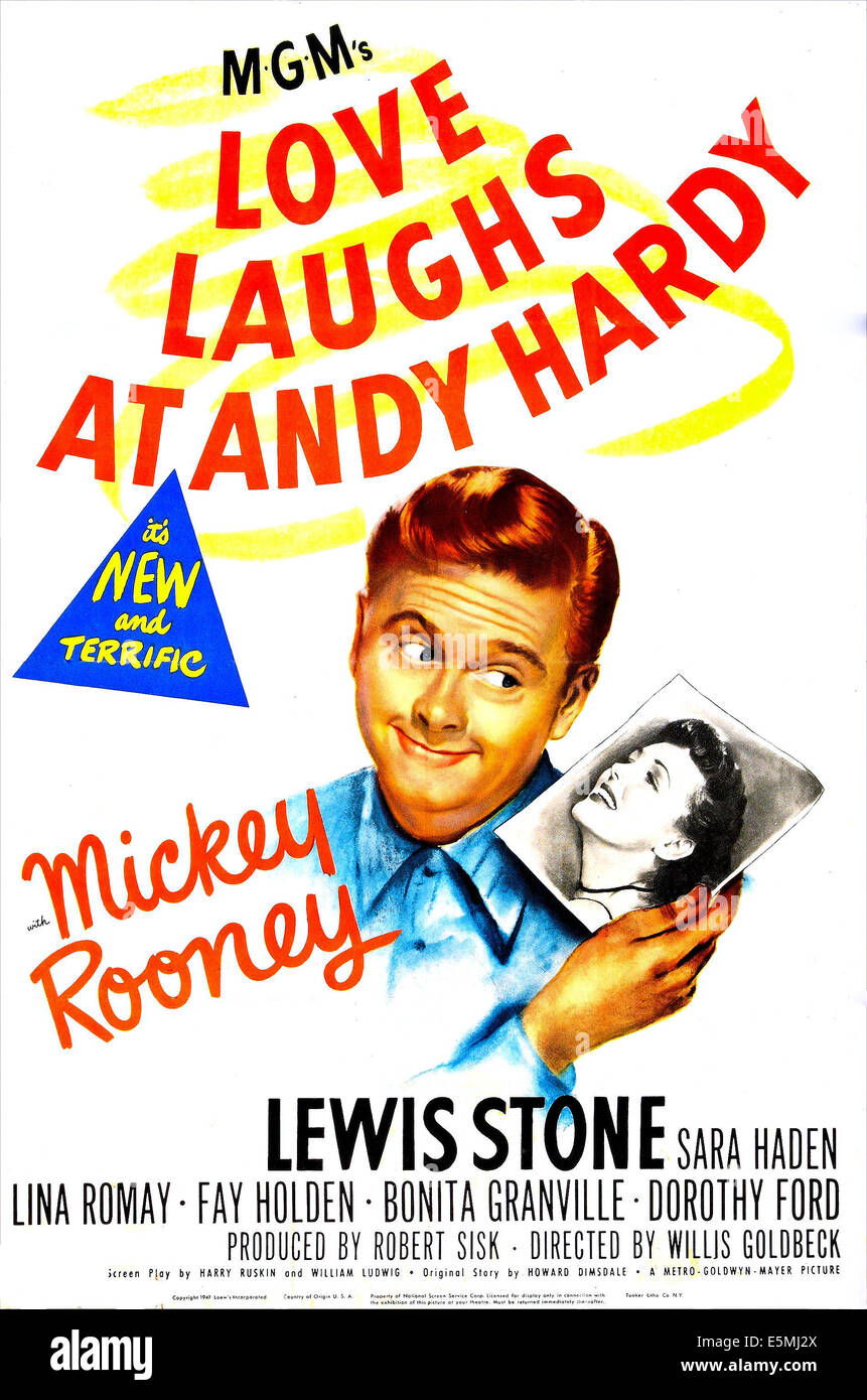 L'AMOUR SE RIT DE ANDY HARDY, de nous poster, Mickey Rooney, Lina Romay, 1946 Banque D'Images