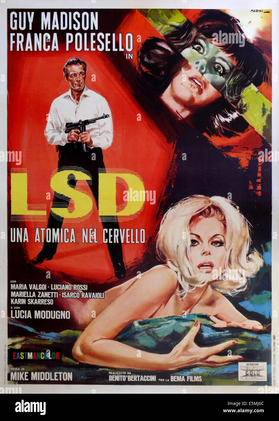 Le LSD CHAIR DU DIABLE, (aka LSD - INFERNO PAR POCHI DOLLARI), Italien poster art, Guy Madison (à gauche), Franca Polesello Banque D'Images