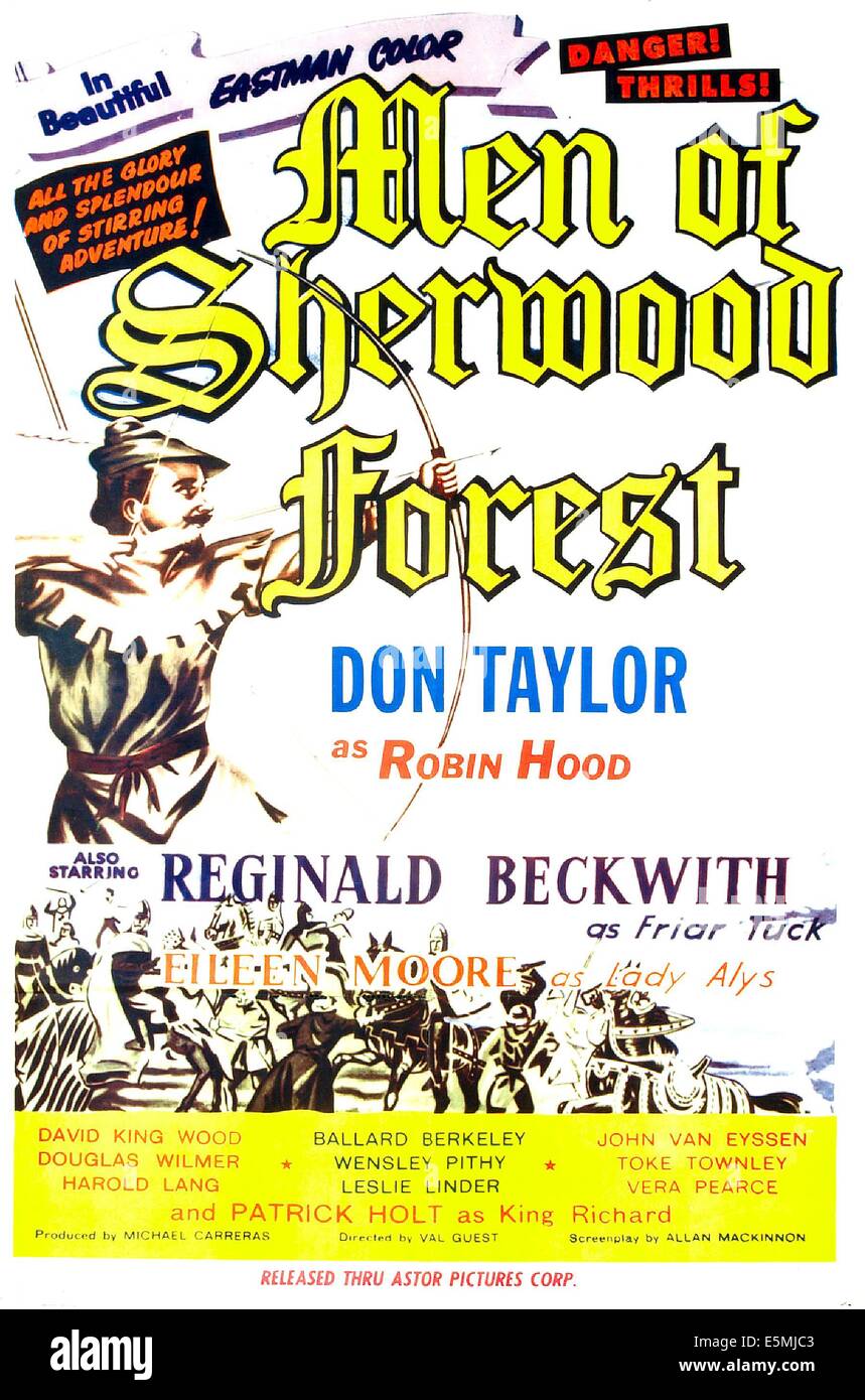 Les hommes de la forêt de Sherwood, de nous poster art, 1954 Banque D'Images