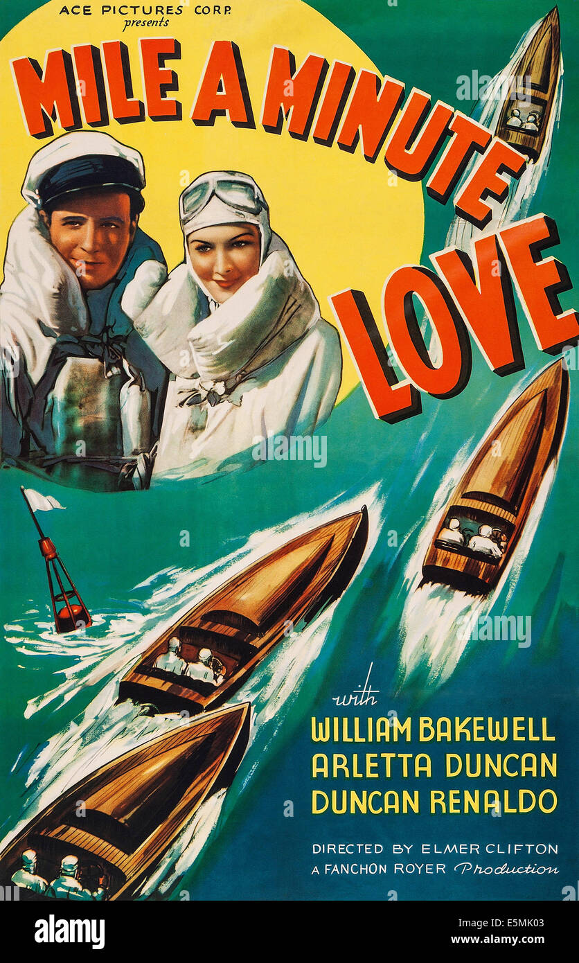 MILE d'une minute d'amour, de nous poster art, de gauche à droite : William Bakewell, Arletta Duncan, 1937 Banque D'Images