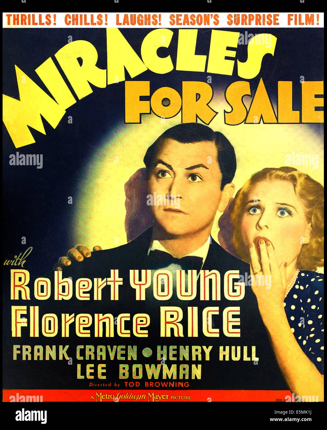 MIRACLES À VENDRE, de nous poster art, de gauche à droite : Robert Young, Florence, 1939 Riz Banque D'Images