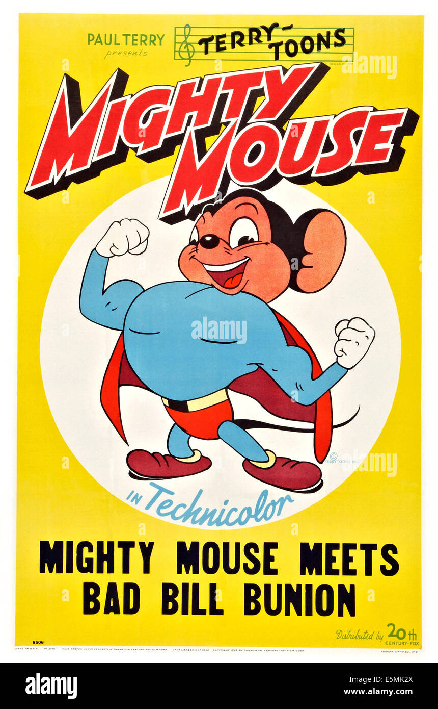 MIGHTY MOUSE RÉPOND AUX mauvais projet de loi, d'OIGNON (aka mauvaise loi oignon), de nous poster, Mighty Mouse, 1945, TM & © Copyright 20th Century Fox Banque D'Images