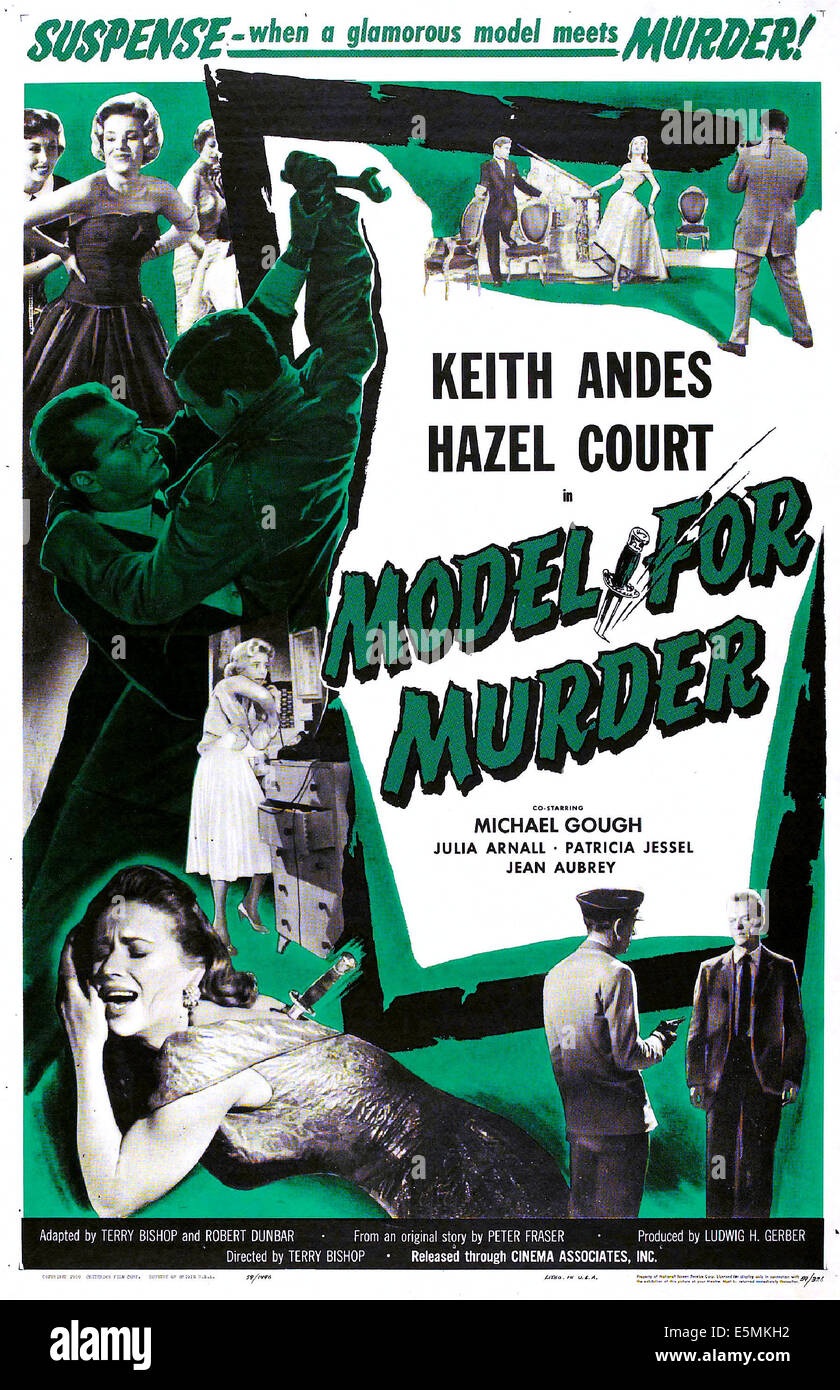 Modèle pour meurtre, de nous poster art, 1959. Banque D'Images