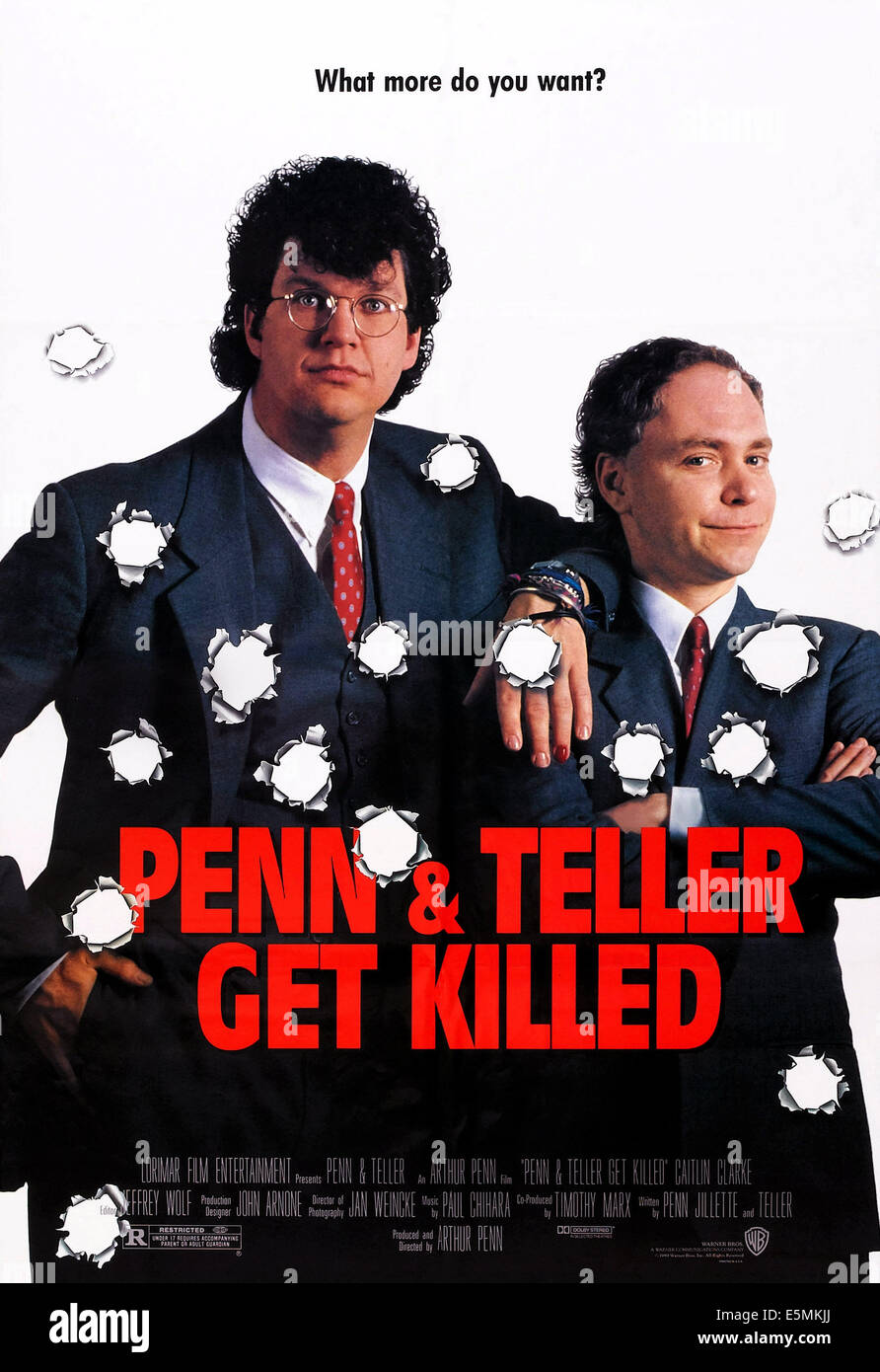 PENN & Teller se faire tuer, de nous poster art, de gauche : Penn Jillette, Teller, 1989, © Warner Brothers/avec la permission d'Everett Collection Banque D'Images