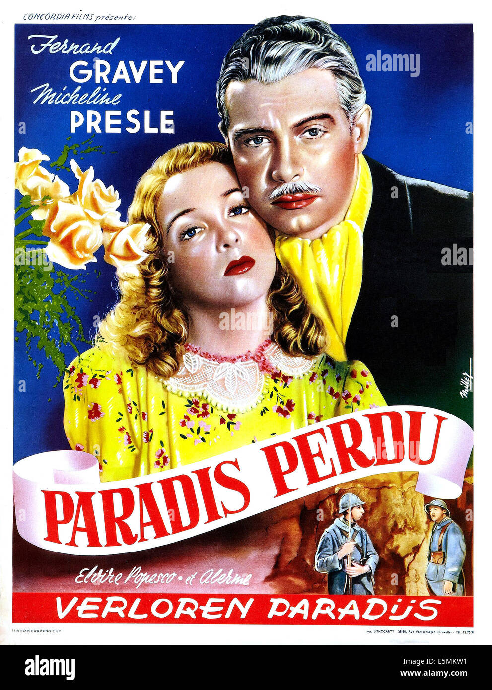 Quatre vols à destination de l'amour, (aka PARADIS PERDU), Fernand Gravey, Micheline Presle, français, de l'affiche 1940 Banque D'Images
