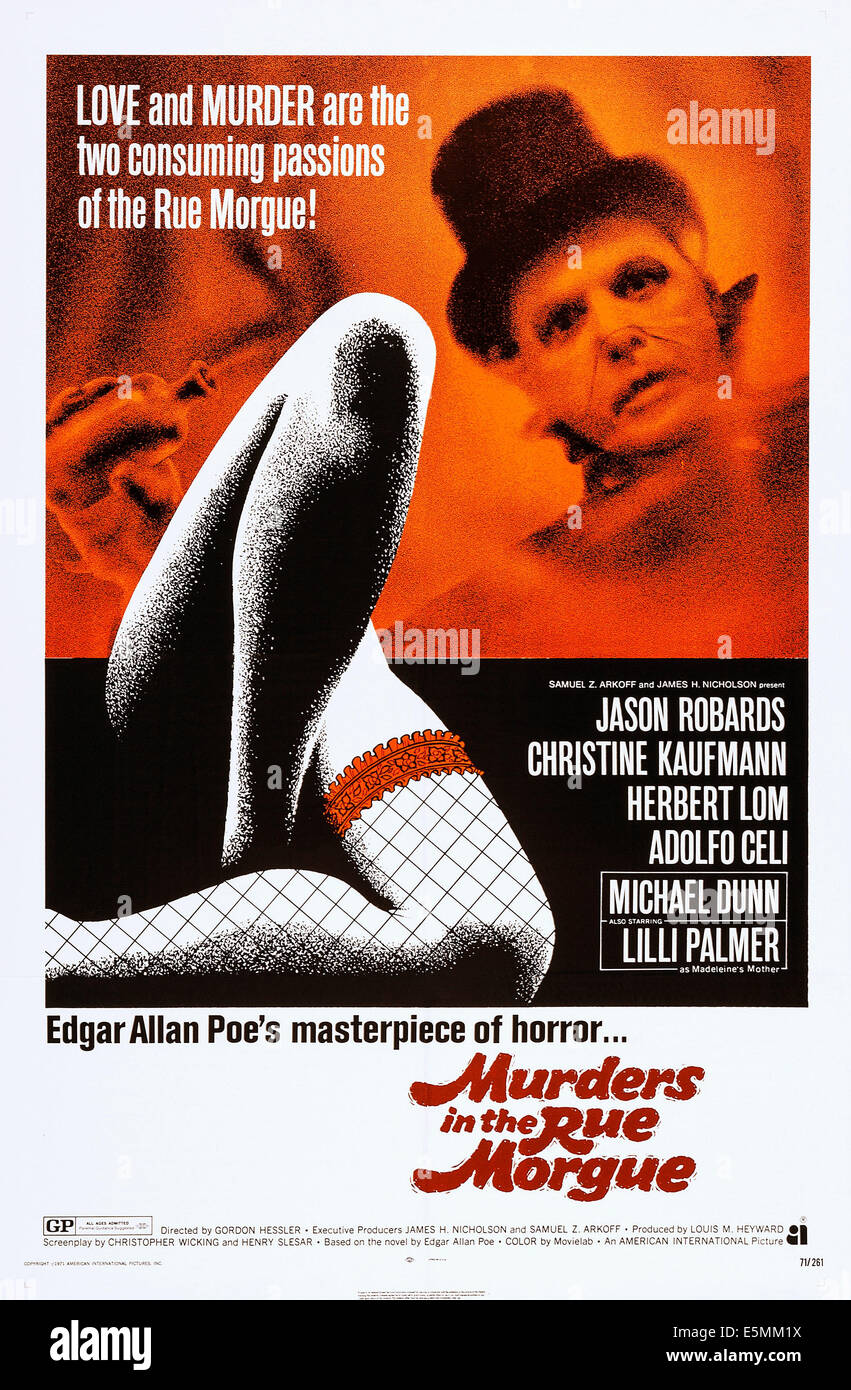 Meurtres DANS LA RUE MORGUE, Herbert Lom sur l'affiche, 1971. Banque D'Images