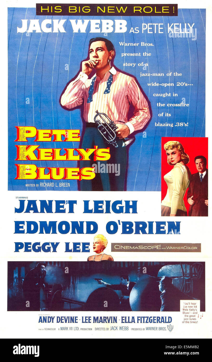 PETE KELLY'S BLUES, de nous poster art, Jack Webb, insérez Janet Leigh, Edmond O'Brien, 1955. Banque D'Images