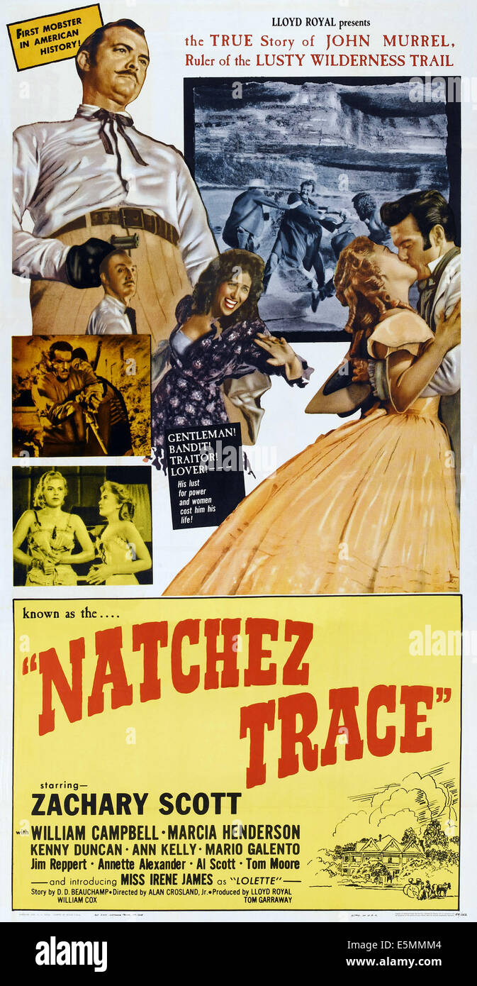 NATCHEZ TRACE, haut : Zachary Scott, deuxième à partir de la droite : Marcia Henderson le poster art, 1960 Banque D'Images