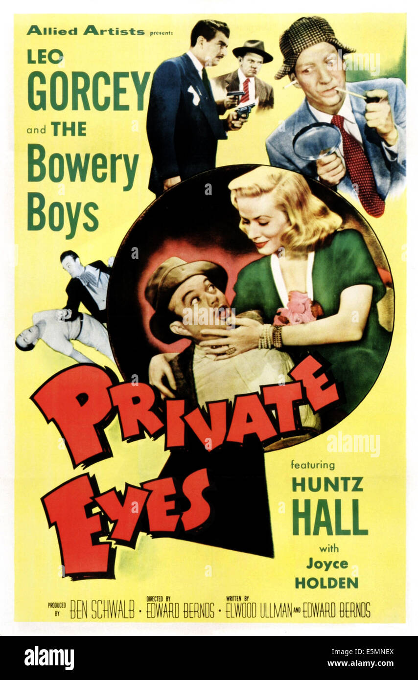 Les yeux, de gauche, Leo Gorcey, Joyce Holden, Huntz Hall, 1953 Banque D'Images